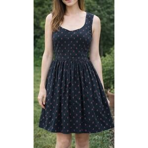 Original Lanz Salzburg Austria Vintage Floral Dirndl Dress Rosebud Navy 38